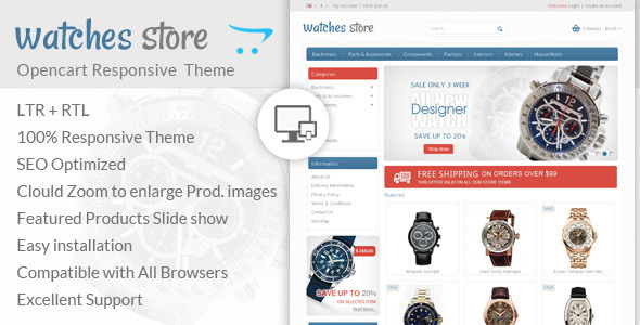 Watch Store - Opencart Responsive Theme